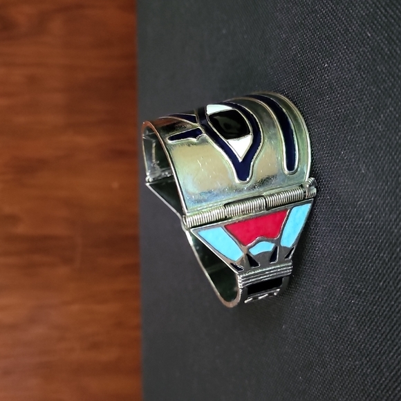 EYE OF HORUS VINTAGE silver pin closure bracelet - Picture 2 of 9